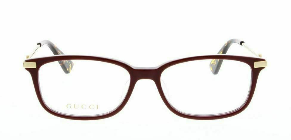 Gucci GG 0112 OA 005 Burgundy/Gold Rectangular Women's Eyeglasses - Stylish Designer Frames for Women, Perfect for Work, Date Night & Everyday Wear