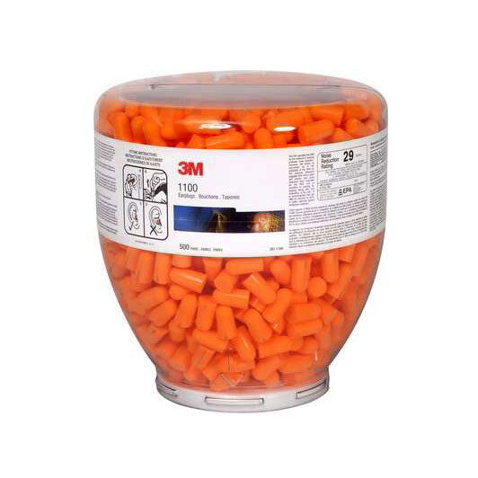3M 391 1100 One Touch 1100 Earplugs Refill - Uncorded Disposable Ear Plugs with 29dB NRR, 500 Pairs per Bottle - Perfect for Construction, Concerts, Sleeping & Noise Protection