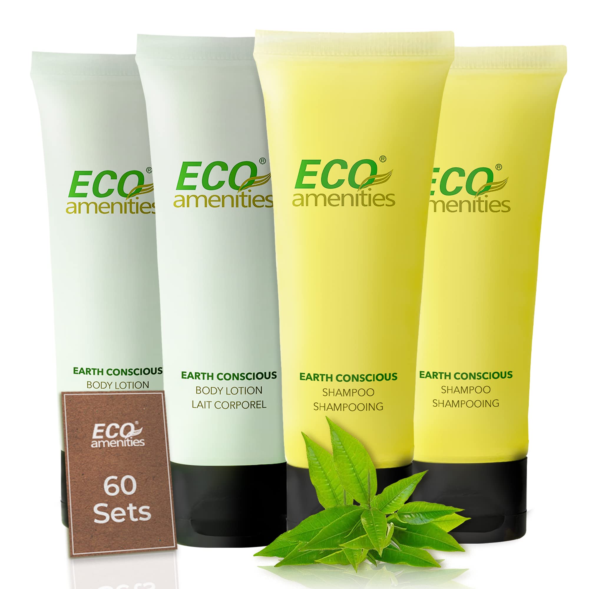 Eco-Friendly Hotel Shampoo & Travel Size Body Lotion Bulk Set - 120 PCS (60 Kits) | Biodegradable Travel Toiletries for Hotels, Guests & Hospitality Industry - Perfect for Hotels, Spas, Airbnb & Travel Essentials