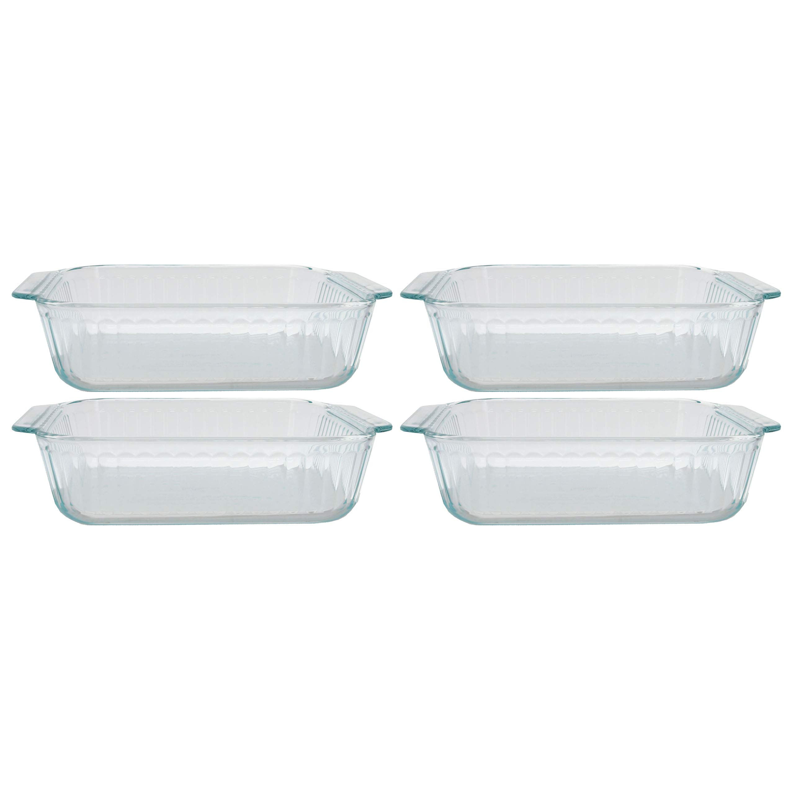 Pyrex 222-SC 8-Inch Clear Glass Baking Dishes Set of 4 | Durable Oven Safe Bakeware for Casseroles, Desserts & Meal Prep | Made in USA | Perfect for Thanksgiving, Christmas & Family Gatherings
