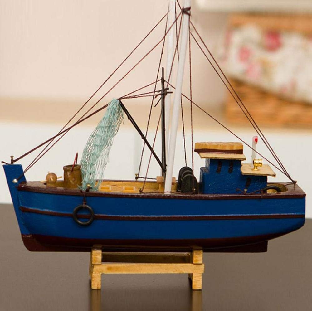 JHSHENGSHI Wooden Sailboat Model - Mediterranean Style Decorative Ship for Living Room, Nautical Home Decor, Kids Gift | Perfect for Coastal Themed Interiors, Office Desk Display & Birthday Presents