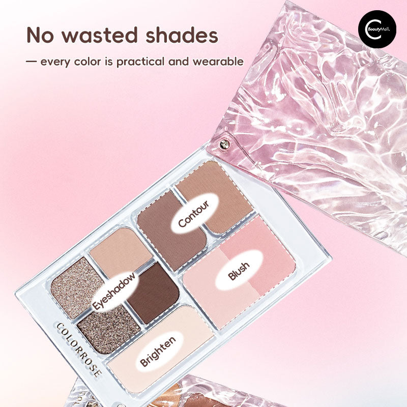 Colorrose Water Ripple All-in-One Makeup Palette - Eyeshadow Blush Highlighter Contour Kit for Professional & Everyday Makeup | Perfect for Travel, Bridal & Party Looks