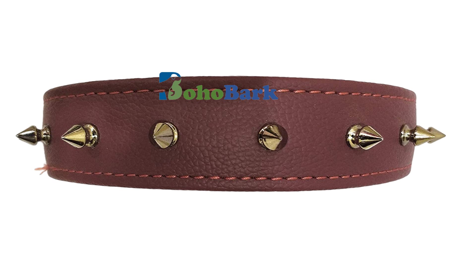Boho Style Genuine Leather Dog Collar with Single Spike - Medium Size, Brown - Perfect for Training, Walking & Fashionable Pet Accessories