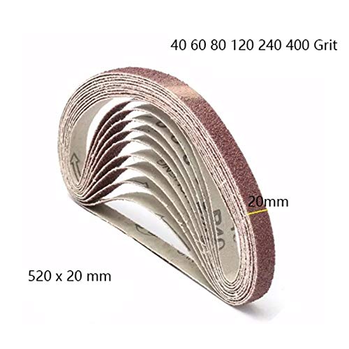 10-Piece 520x20mm Abrasive Sanding Belts for Belt Sander - Wood & Metal Polishing Kit - Power Tool Accessories for Grinder, Polisher & DIY Projects