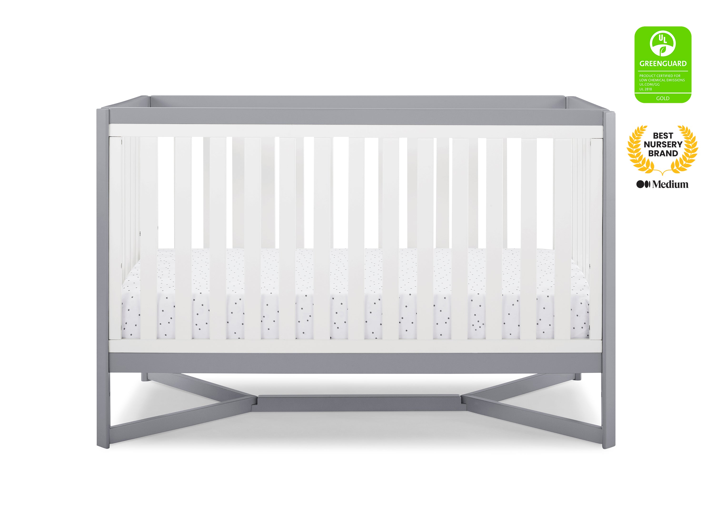 Tribeca 4-in-1 Convertible Baby Crib - White Wooden Nursery Bed with Toddler Rail & Daybed Conversion - Perfect for Newborns to Kids Room & Daycare Centers