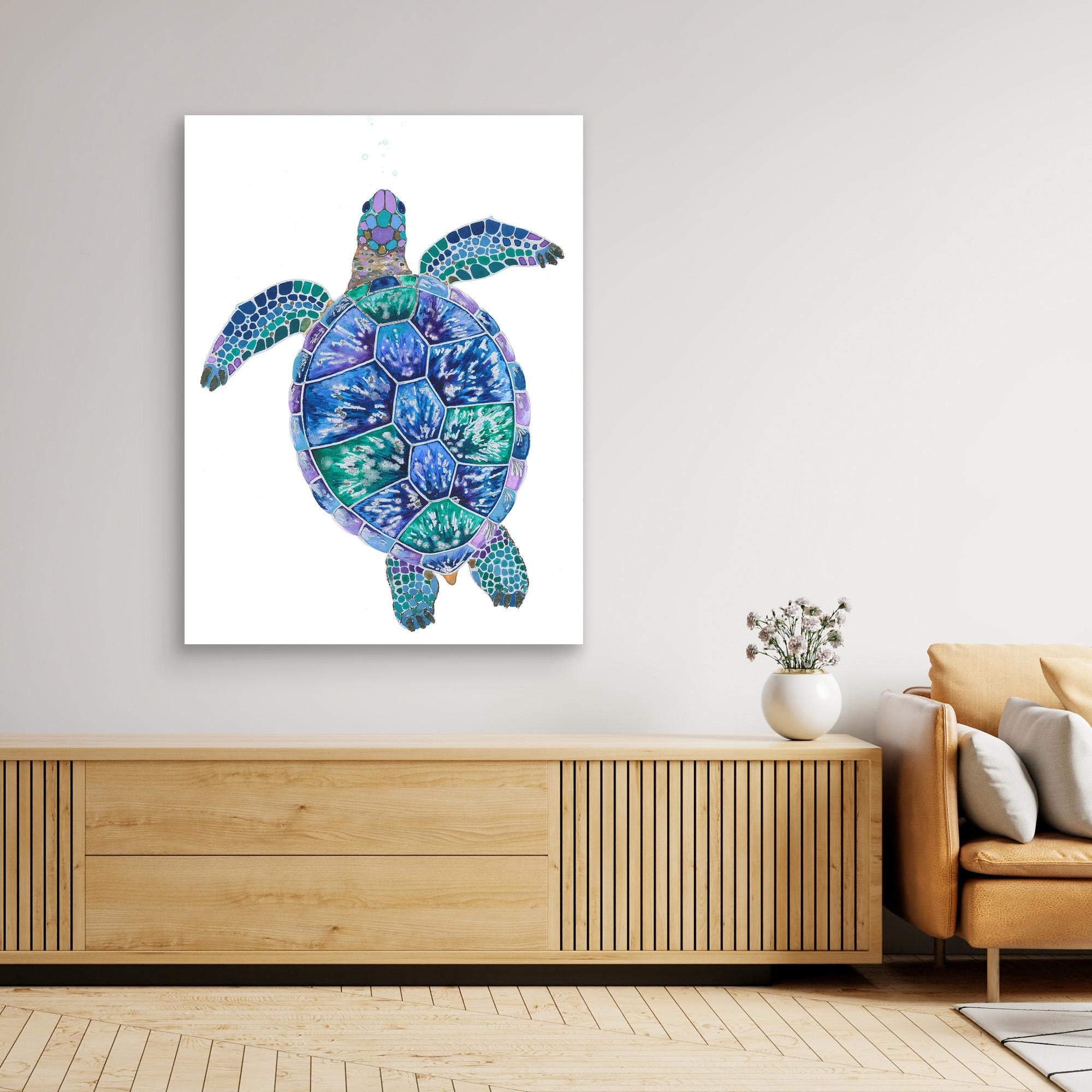 Blue Turtle Canvas Print by Isabelle Brent - Stunning Wall Art for Living Room, Bedroom & Office Decor