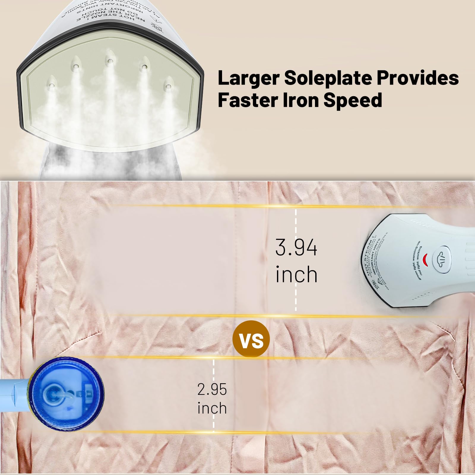 Portable Handheld Garment Steamer for Clothes - Fast Wrinkle Remover, 18 Min Continuous Steaming, Leak-Proof Fabric Steamer Iron (White) - Perfect for Travel, Home & Office Use