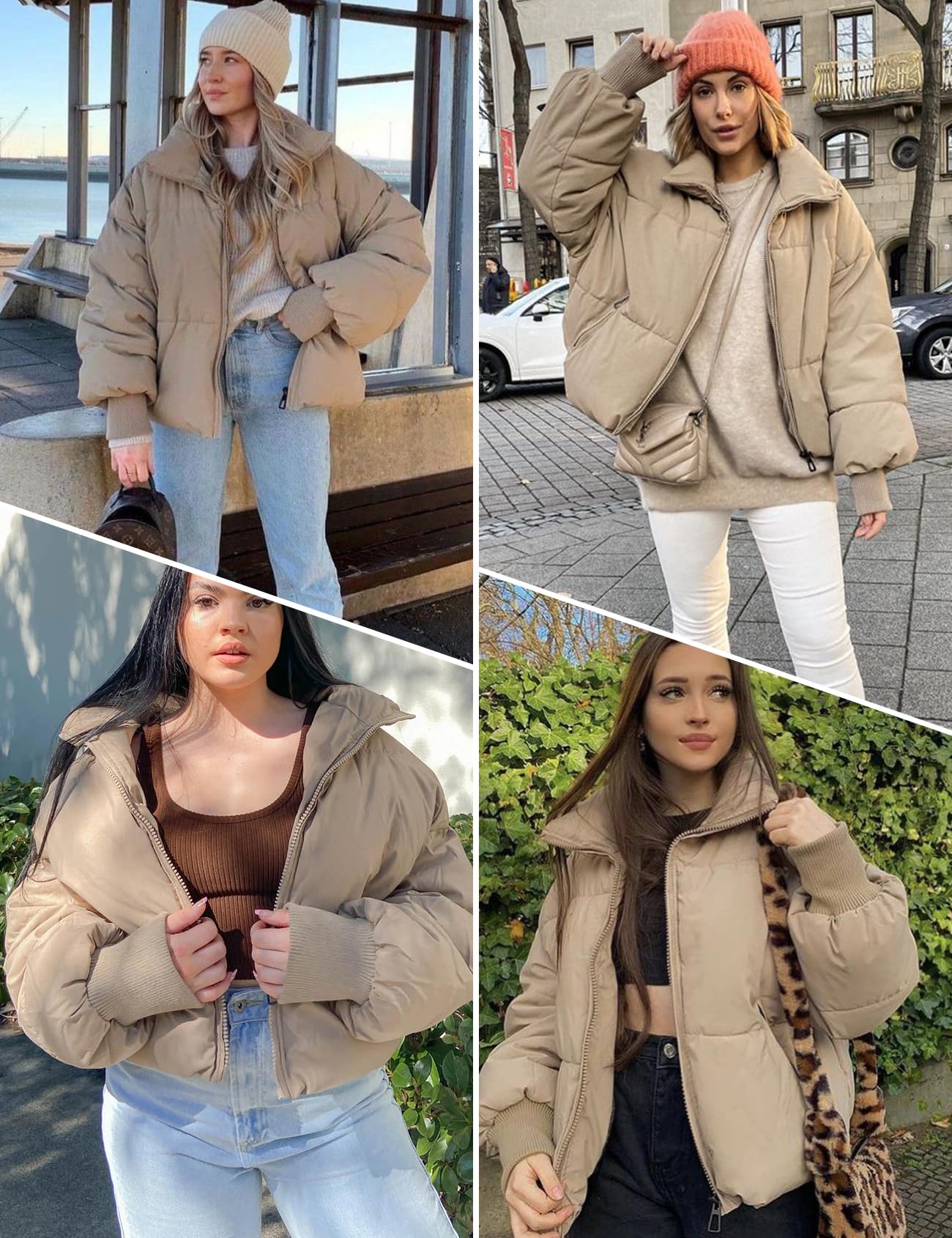 Gihuo Women’s Winter Cropped Puffer Jacket - Short Warm Quilted Coat for Cold Weather | Perfect for Casual Outfits, Travel & Outdoor Activities