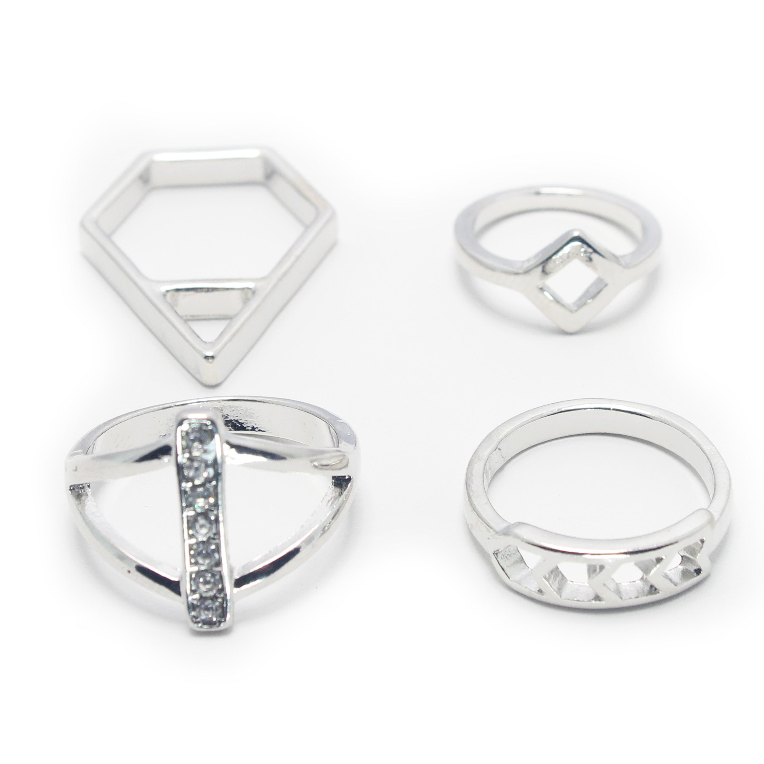 4 Pc Set Rings for Women - Elegant Stackable Rings in Silver, Gold & Rose Gold - Perfect for Everyday Wear, Gifts & Special Occasions