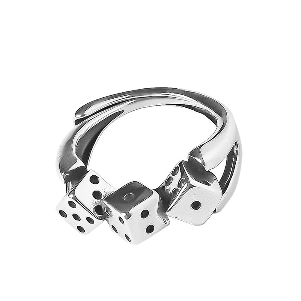 Punk Cube Dice Ring - Adjustable Dice Roller Ring for Men & Women | Open Jewelry Gift for Gamers, D&D Players & Tabletop RPG Enthusiasts | Perfect for Game Nights, Cosplay & Unique Fashion Accessories