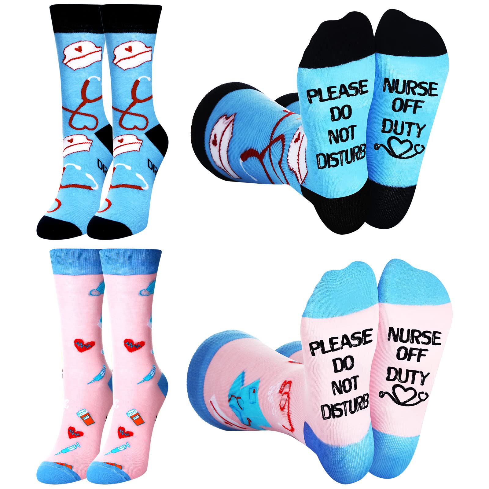 Vicenpal 2 Pairs Nurse Appreciation Gifts Socks - Comfortable Women's Nurse Off Duty Socks, Perfect Graduation Gifts for Women, Men & Girls - Ideal for Nursing Students, Healthcare Workers & Relaxing at Home