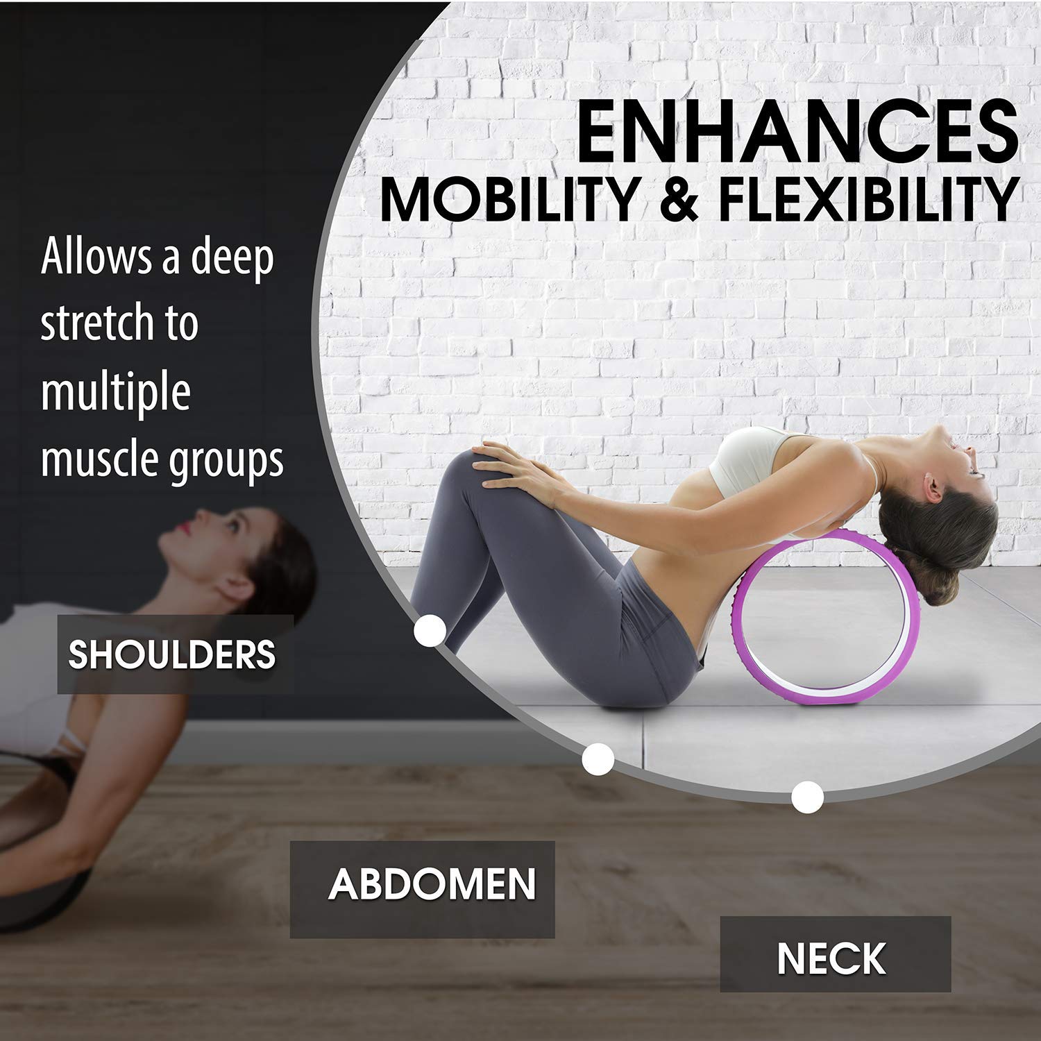 Trigger Point Yoga Wheel & Foam Roller for Back Pain Relief - Deep Tissue Massager for Mobility, Muscle Recovery & Spinal Alignment - Perfect for Yoga, Physical Therapy & Home Workouts