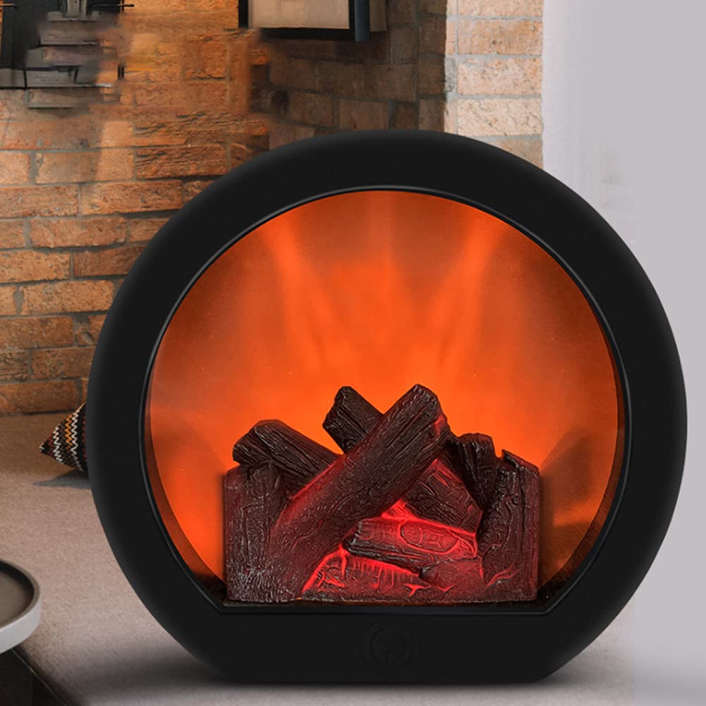 GreceYou Small Flameless LED Fireplace Lantern - Battery Operated & USB Rechargeable Decorative Lantern for Home, Living Room, Bedroom - Romantic Ambiance Lighting for Indoor/Outdoor Use, Parties, Weddings, Christmas Decor