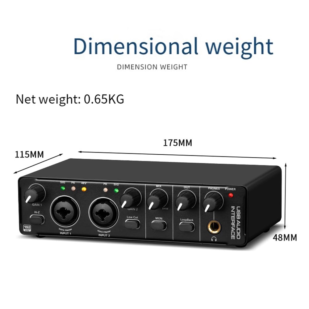 Casstad 4 Channel USB Audio Interface - Plug & Play Driver-Free Sound Card with Recording Function for Singing, Podcasting & Music Production - Perfect for Home Studio & Live Performances