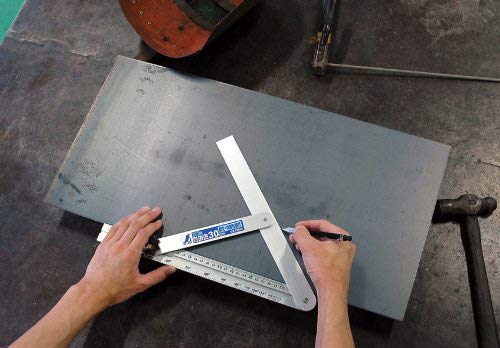 Shinwa Sokutei 62660 30cm Aluminum-Free Metal Ruler with Angle Scale - Perfect for Engineering, Woodworking & DIY Projects