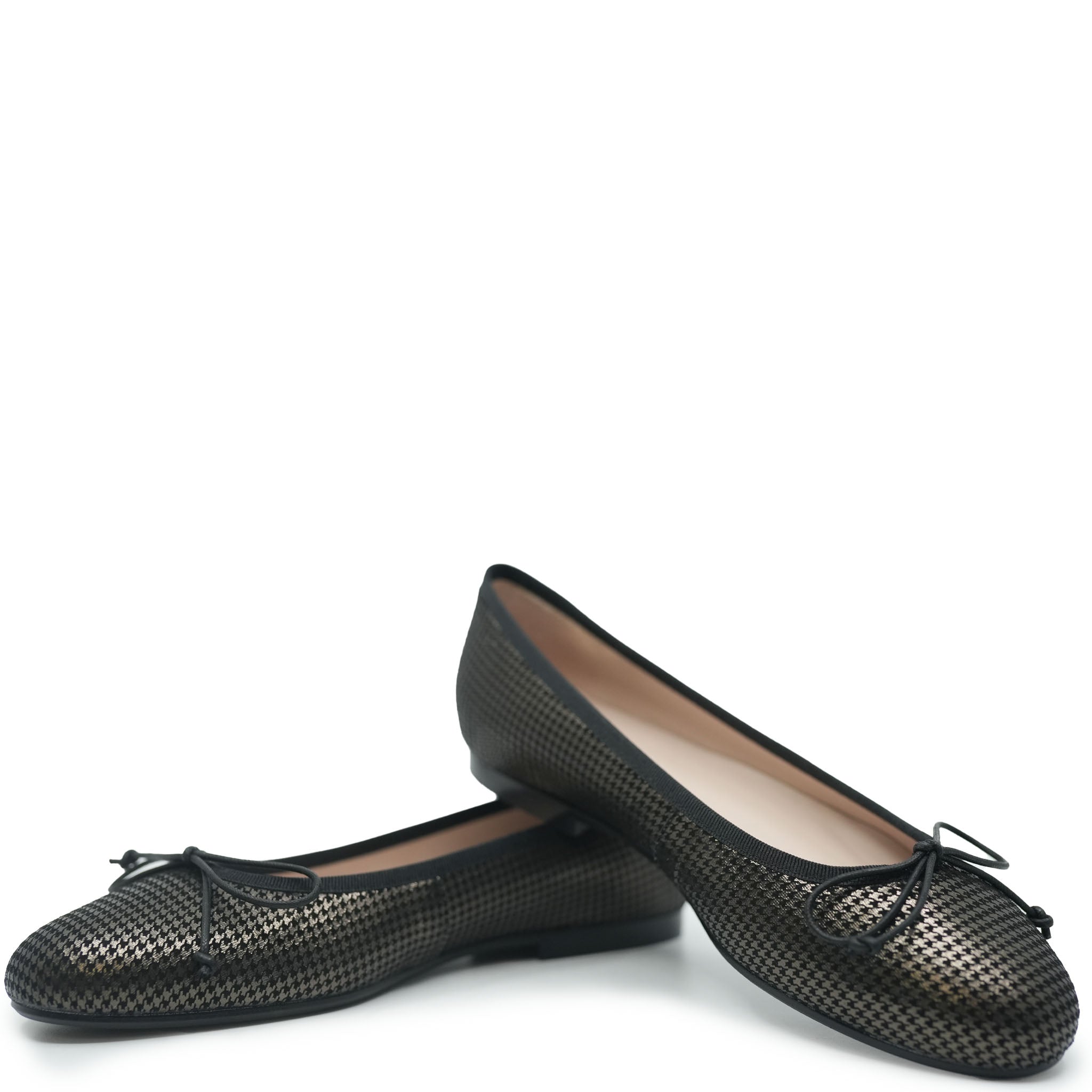 Beberlis Pewter Houndstooth Ballet Flats - Women's Comfortable Slip-On Shoes for Work, Office & Casual Wear