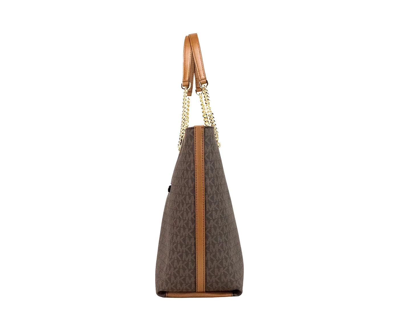 Michael Kors Jet Set Medium Front Pocket Chain Tote Bag - Brown Leather Crossbody Purse for Women | Work, Travel & Everyday Use