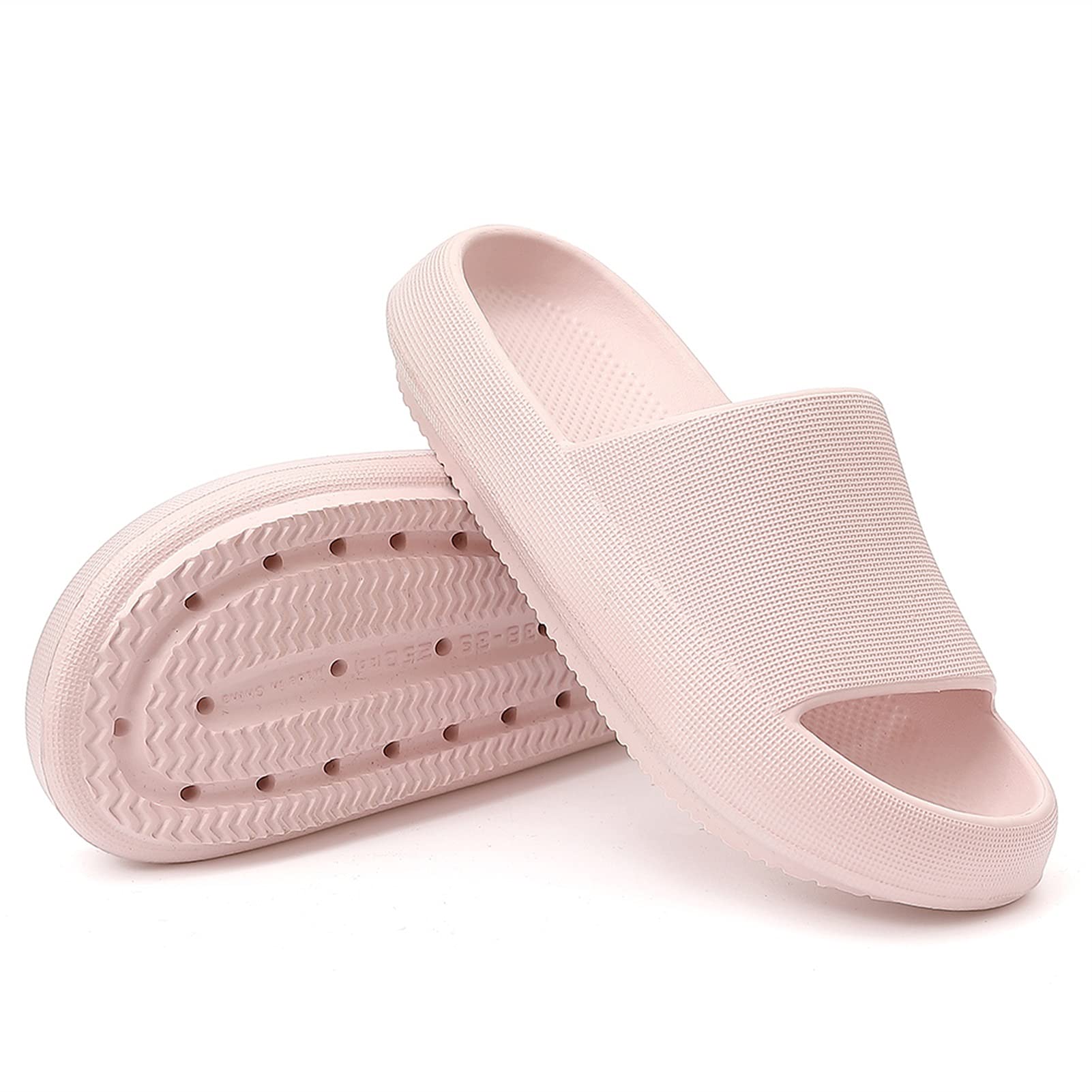 CAOMIAN Women's & Men's Thick Platform Slippers - Anti-Slip Indoor Sandals for Bathroom, Flip Flops with Deodorant & Mute Design - Couple Slides (Pink, Size 40-41 fits 39-40) - Perfect for Home, Spa & Relaxation