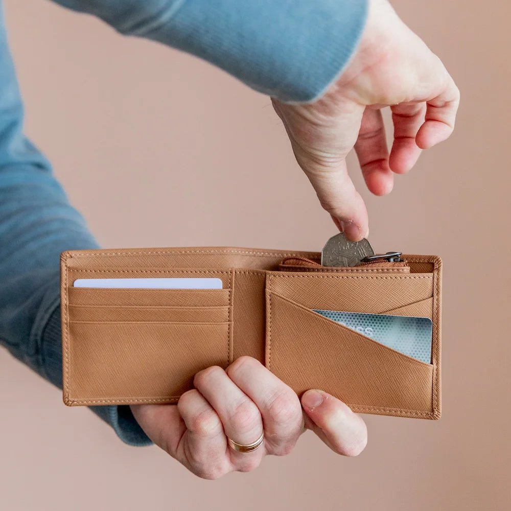 Premium Genuine Leather Wallet for Men - Slim RFID Blocking Bifold Wallet with Money Clip - Perfect for Travel, Business & Everyday Use (Tan)