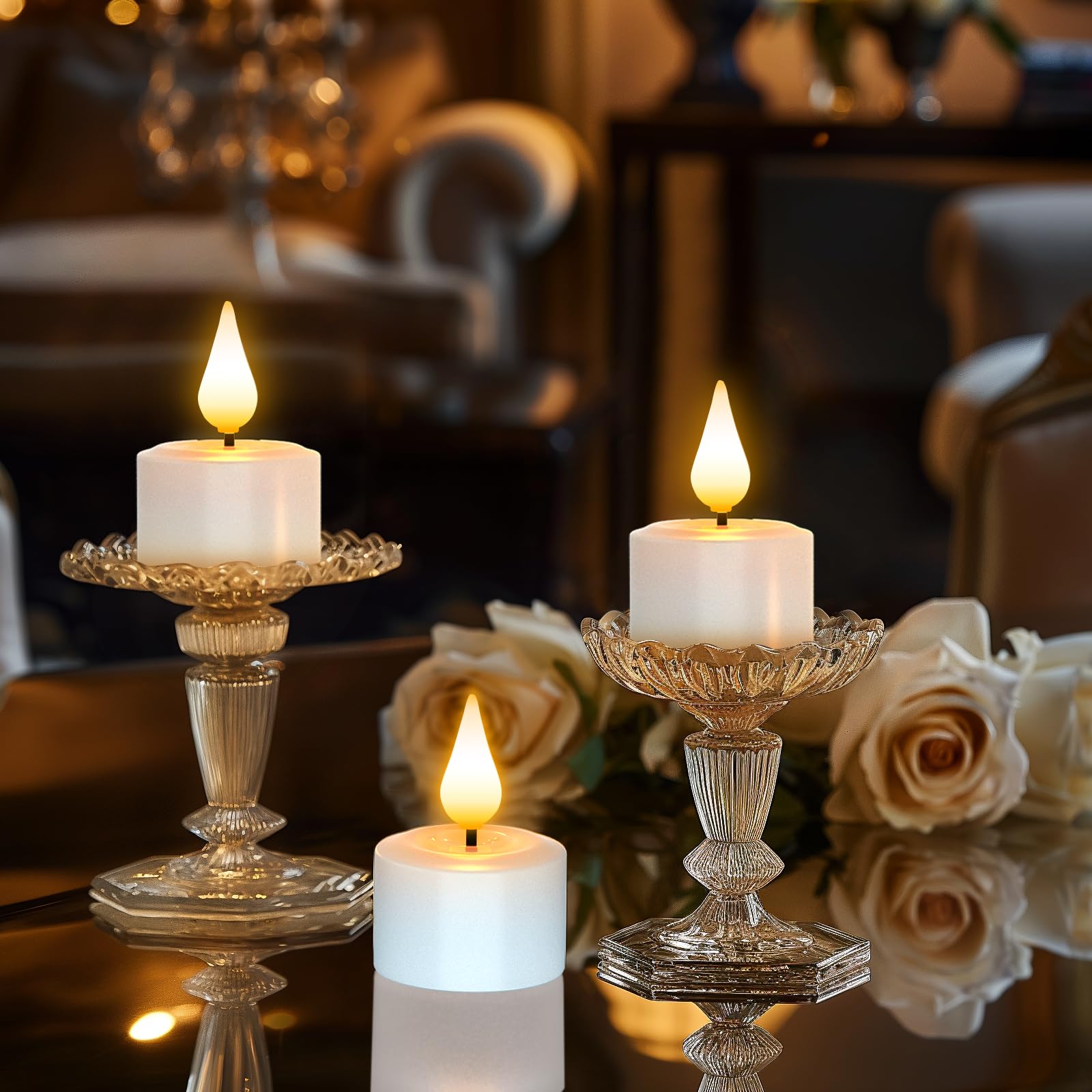 Ymenow 12 Pack Rechargeable Electric Candles with Remote & Timer - Flameless Flickering LED Candles for Home Decor, Weddings, Parties - Battery Operated Fake Candles in Warm White with 3D Wick - Perfect for Romantic Dinners, Holiday Centerpieces & Cozy Ambiance
