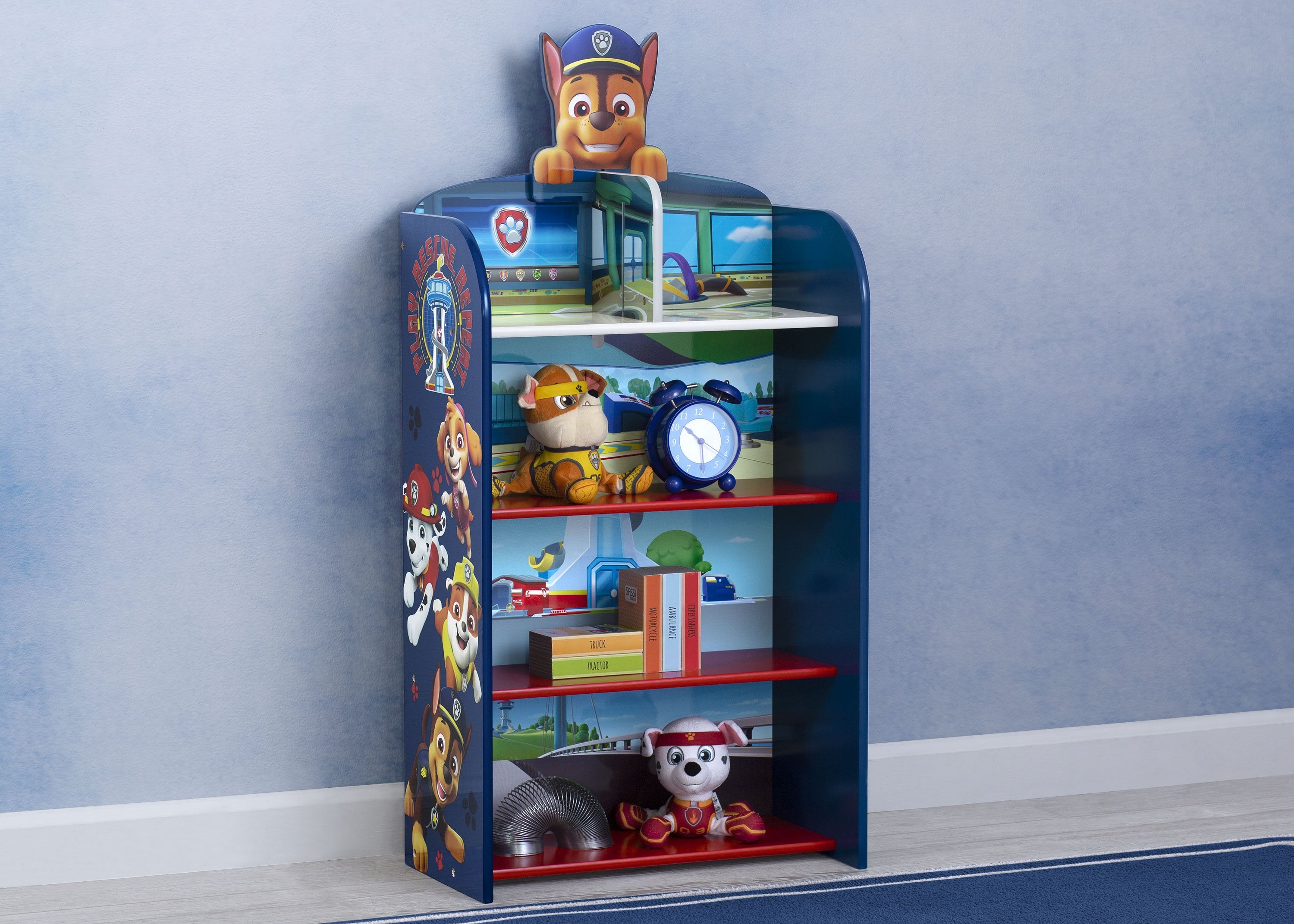 PAW Patrol Wooden Playhouse 4-Shelf Bookcase for Kids - Toy Storage & Bookshelf Organizer - Perfect for Bedroom, Playroom & Nursery Decor