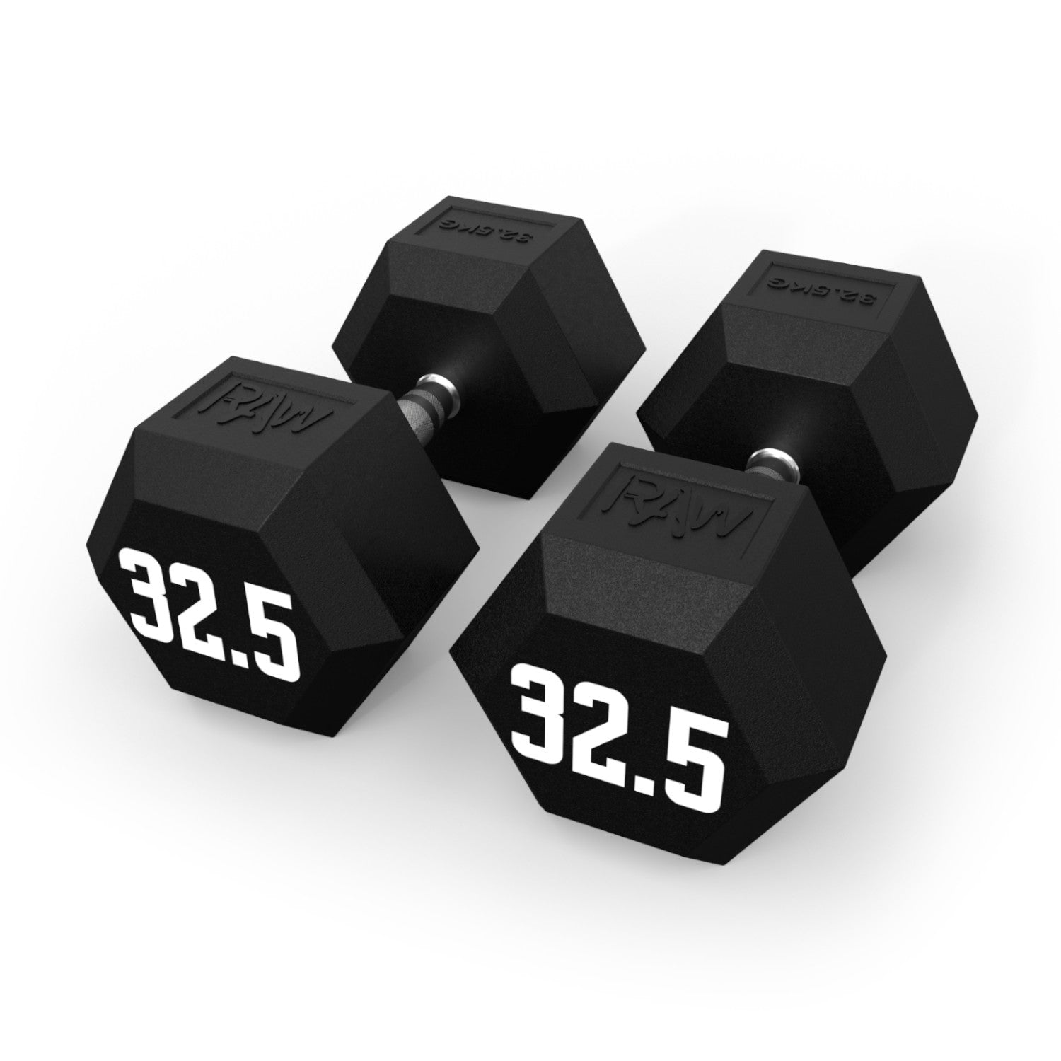 32.5KG Rubber Hex Dumbbell Pair - V2 Upgraded Design for Home Gym, Strength Training & Weightlifting