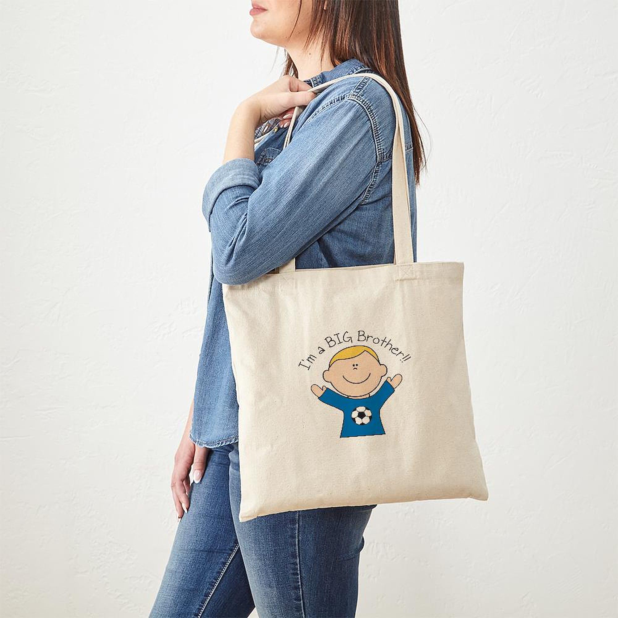 CafePress I'm A Big Brother Tote Bag - Natural Canvas Reusable Shopping Bag for Groceries, Beach, School & Work
