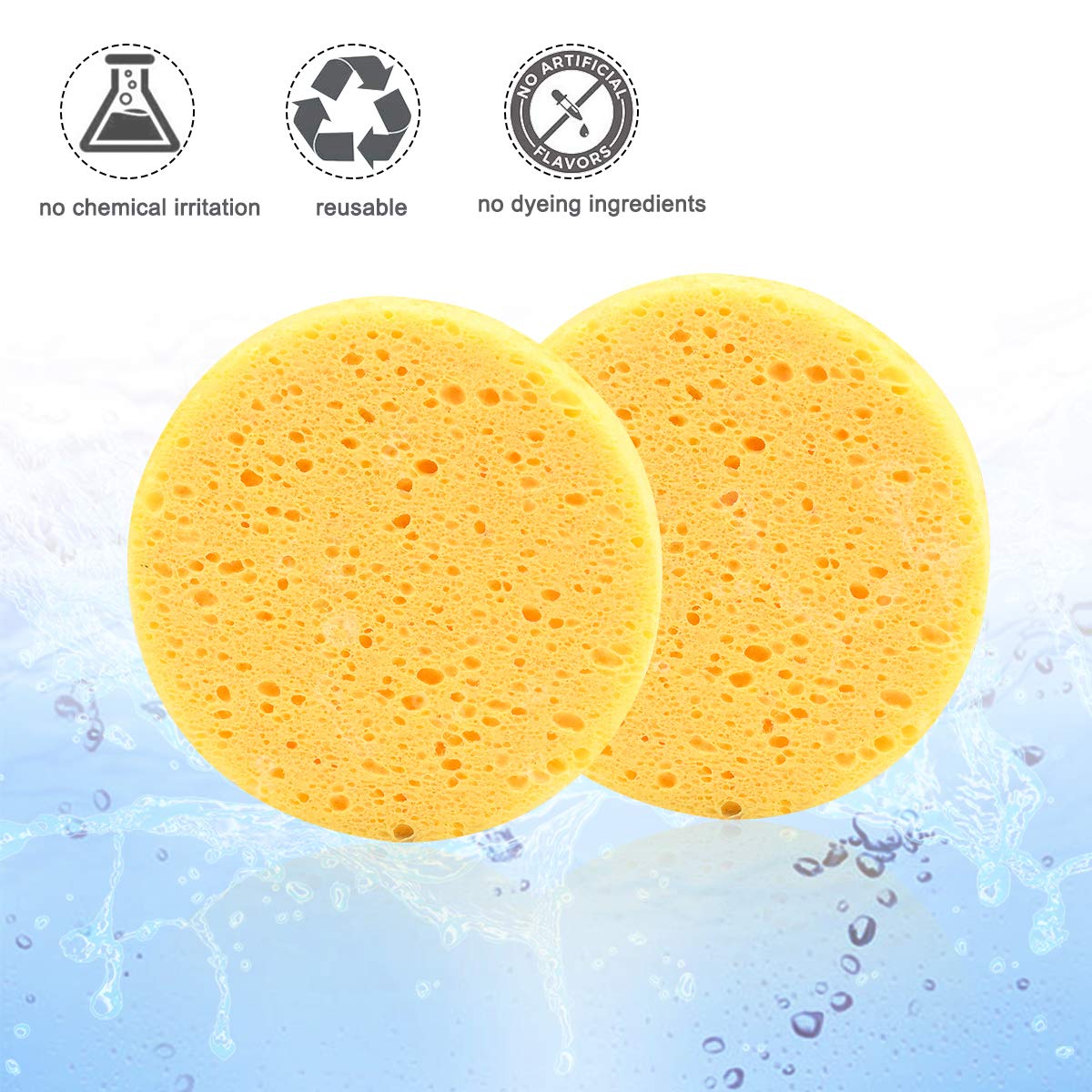 10 Pcs Biodegradable Cellulose Facial Sponges - Gentle Makeup Remover & Cleansing Pads for Face Washing, SPA Massage & Makeup Removal - Soft Round Yellow Beauty Sponges for Daily Skincare & Travel