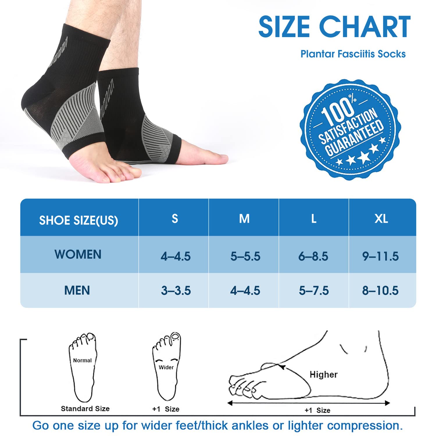 Heelsium Neuropathy & Plantar Fasciitis Compression Socks for Men & Women - Pain Relief Socks for Foot Pain, Swelling & Circulation - Large Black Socks for Work, Running & Daily Comfort