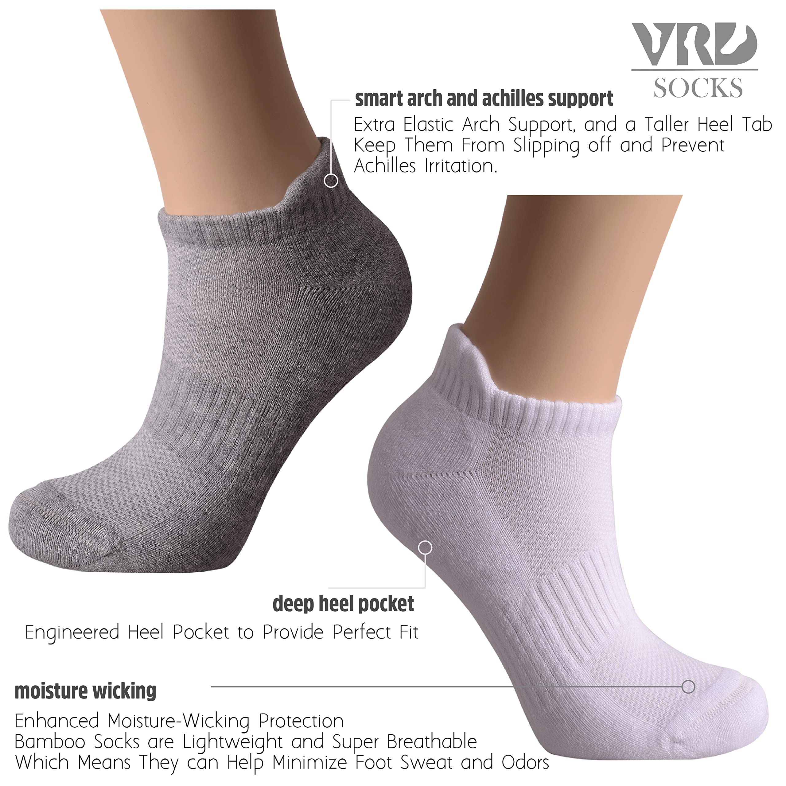 Bamboo Women's Ankle Socks 6 Pack - Low Cut Breathable Running Socks for Women Size 5-10 - Soft Comfortable No Show Socks for Workout, Yoga & Daily Wear - Perfect Christmas Gift for Her
