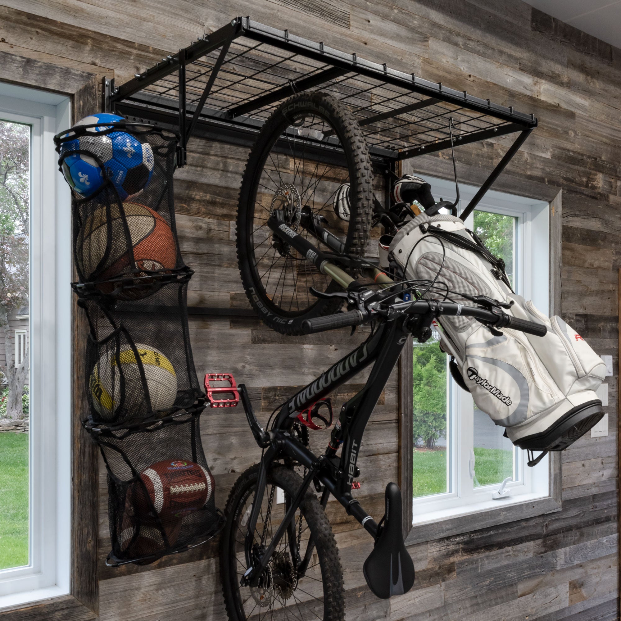 ProRack Ball Organizer with Slatwall Hooks - Heavy Duty Sports Equipment Storage for Basketball, Soccer & Volleyball Balls - Perfect for Garage, Gym & Sports Club Organization