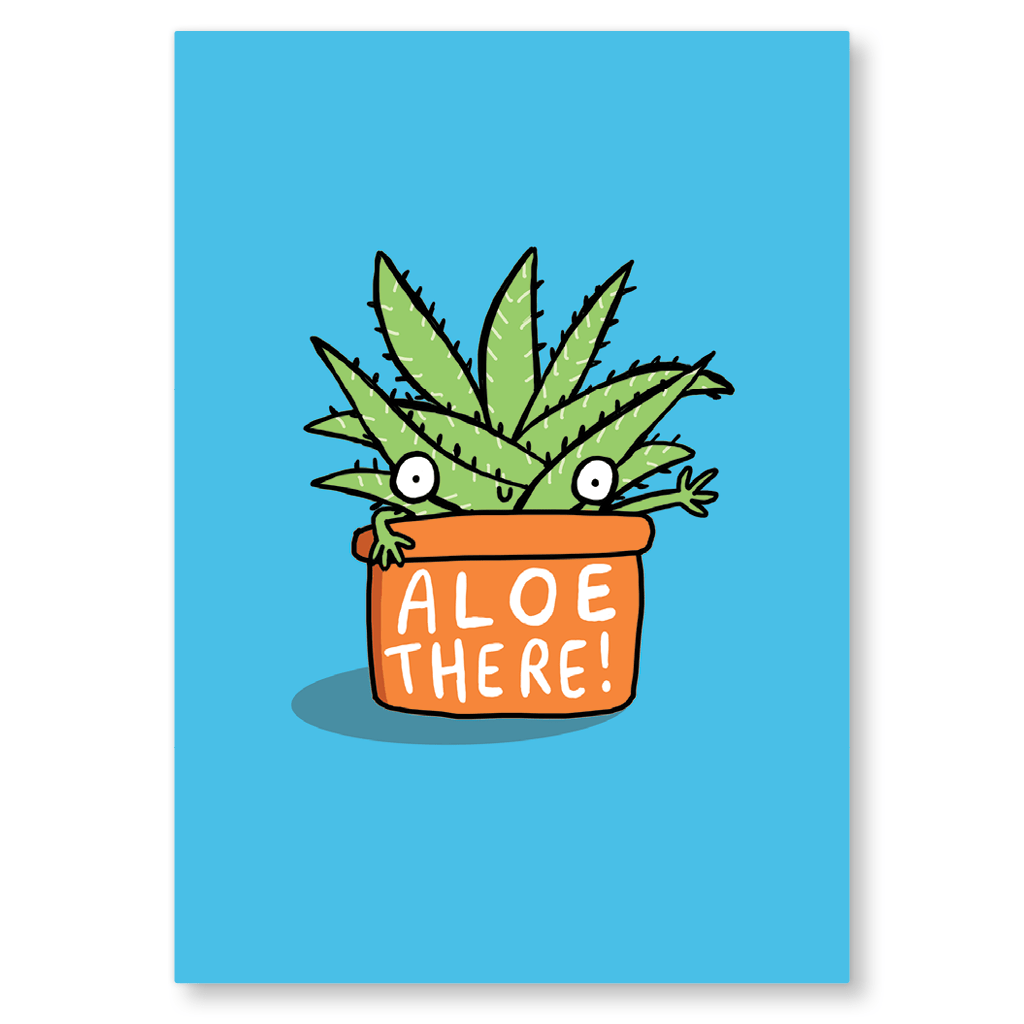 Aloe There Greeting Postcard - Cute Succulent & Plant Lover Stationery for Birthdays, Thank You Notes & Home Decor
