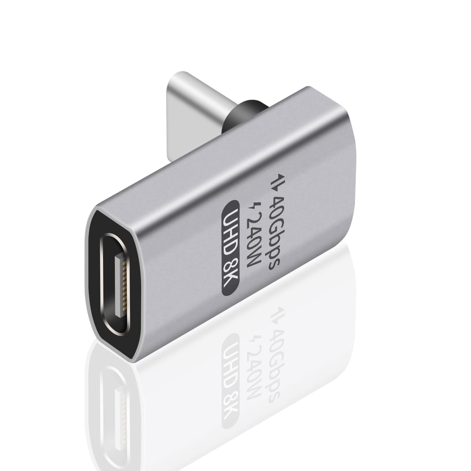 Duttek 90 Degree Right Angle USB C Adapter (2-Pack) - 40Gbps USB 4 Cable Extender, Male to Female Connector - Supports 8K@60Hz Video & 240W PD Charging - Compatible with Tablets, Hubs, Thunderbolt Devices - Perfect for Home Office, Gaming & Multimedia Setups