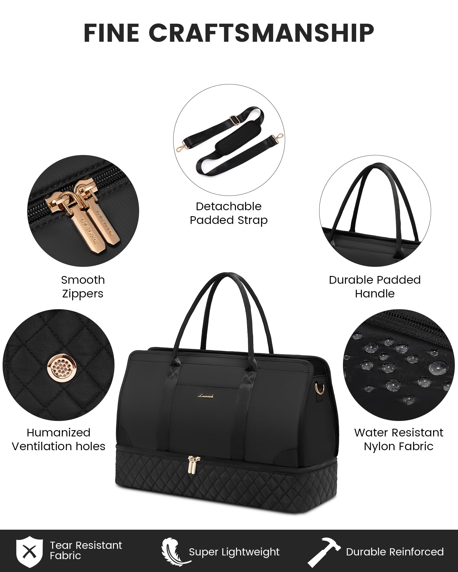 LOVEVOOK Women's Weekender Travel Duffle Bag with Shoe Compartment - Carry On Overnight Bag Set for Gym, Weekend Getaways & Business Trips