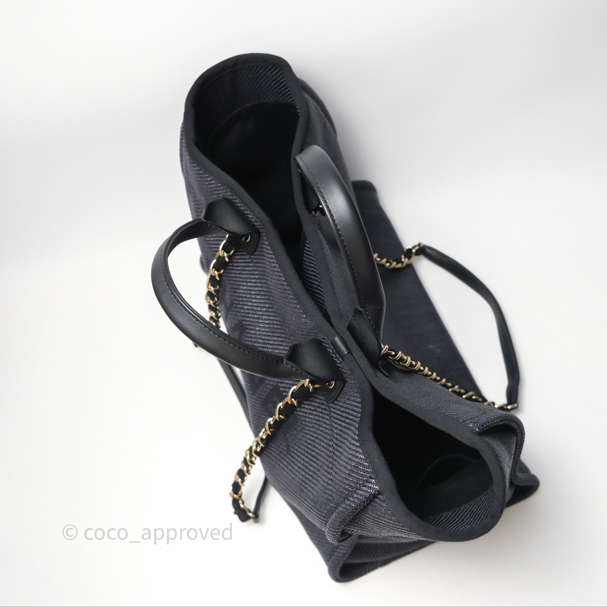 Chanel Canvas Deauville Large Tote Bag in Navy with Gold Hardware - Luxury Designer Handbag for Women, Perfect for Travel, Work & Everyday Use