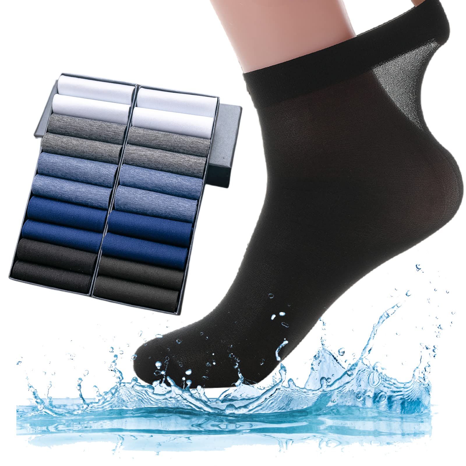 SVLFTecon 20 Pack Unisex Silk Sheer Crew Socks - Ultra Thin, Breathable Dress Socks for Men & Women - Soft Athletic Socks for Work, Running & Daily Wear