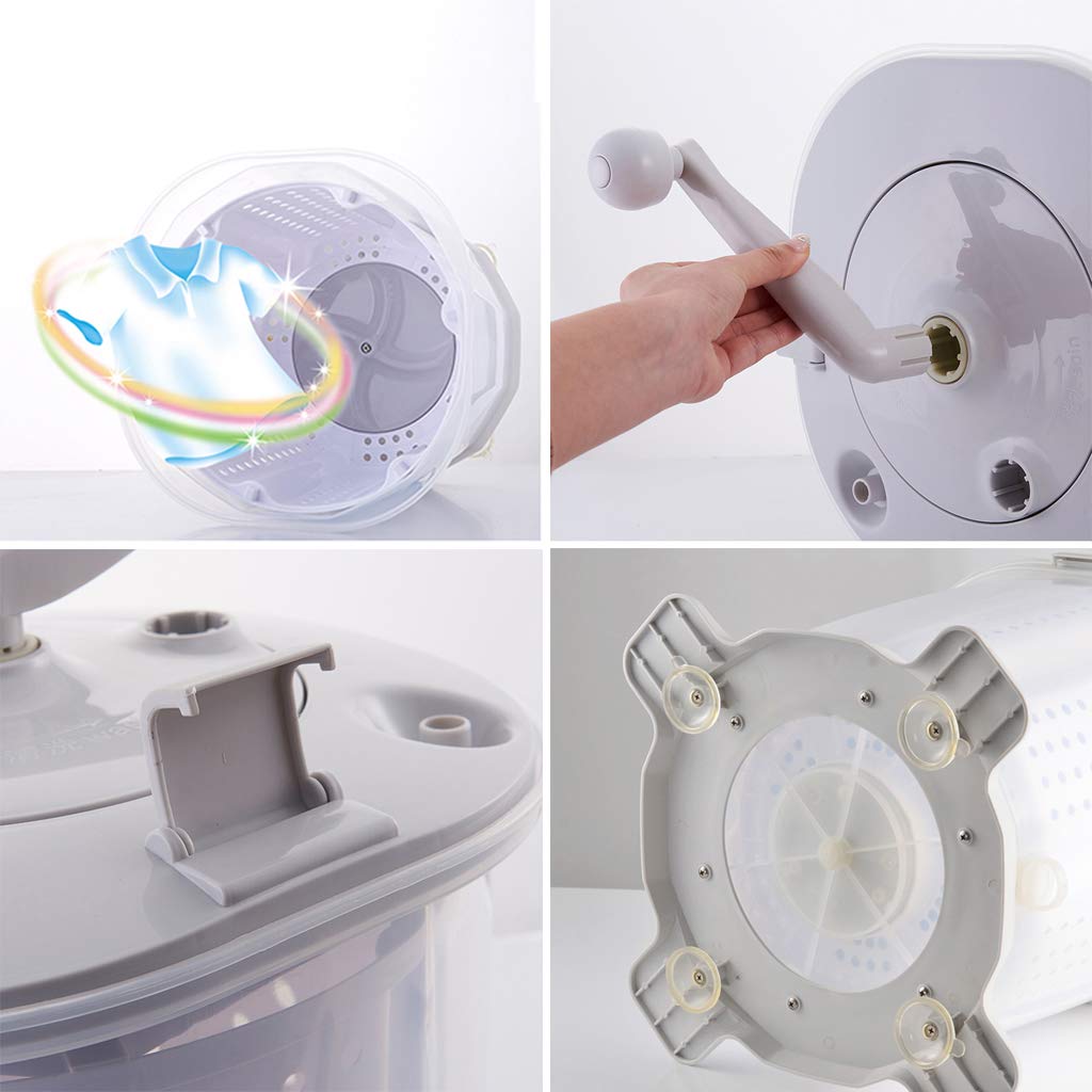 Portable Eco-Friendly Mini Washing Machine | Hand Crank Manual Non-Electric Washer & Spin Dryer for Clothes | Compact & Easy to Use | Perfect for RV Travel, Camping, Apartments & Small Spaces
