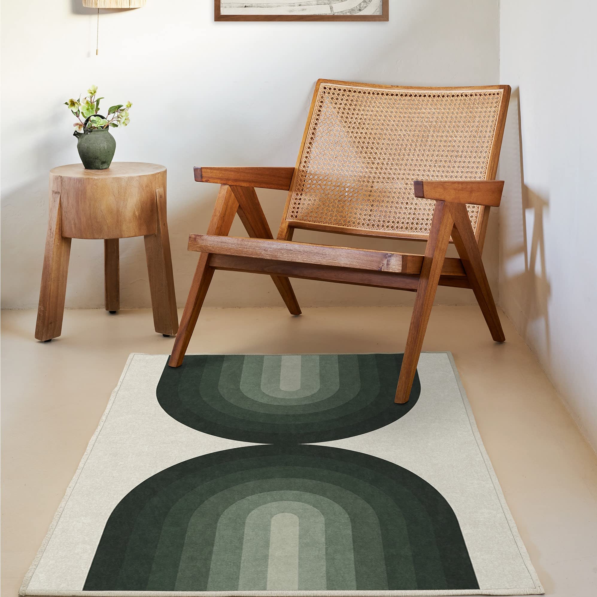 Ruggable Washable 3x5 Area Rug - Absida Sage | Premium Non-Slip Living Room, Bedroom, Kitchen Rug with Gripper Pad | Perfect for Home, Office & Classroom Decor