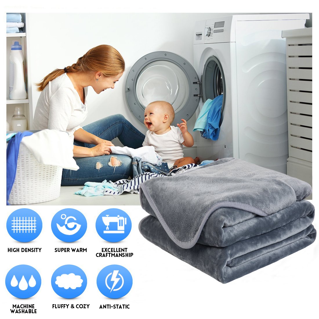 Soft & Warm Microplush Fleece Blanket - Lightweight Thermal Throw for Couch, Bed & Sofa - California King Size 102x108 Inch - Cozy Gray Blanket for Winter Nights, Movie Time & Home Relaxation