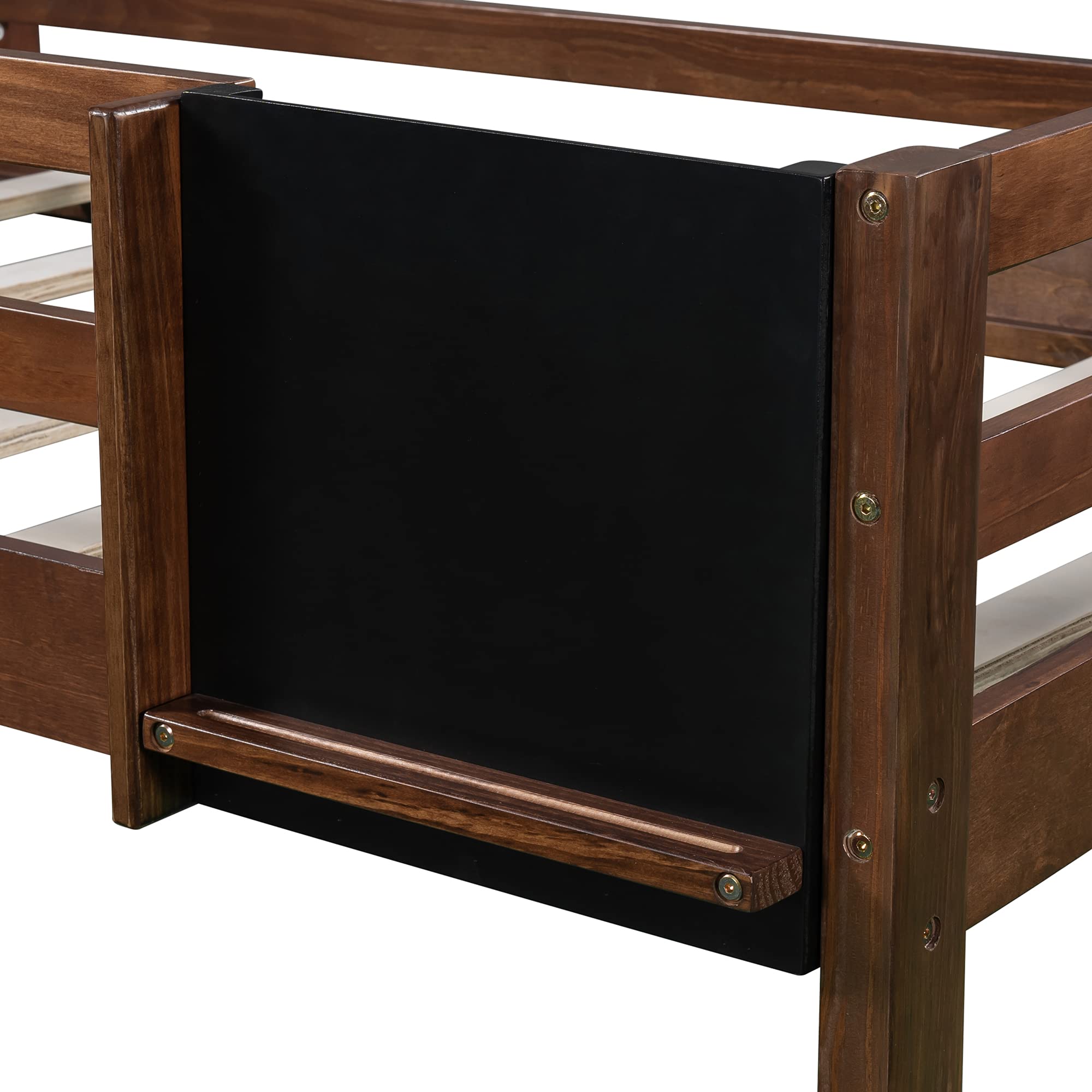 Twin Size Wood Loft Bed with Slide, Ladder & Chalkboard - Sturdy Kids & Teens Bunk Bed for Small Spaces - No Box Spring Needed - Perfect for Bedrooms, Dorms & Playrooms