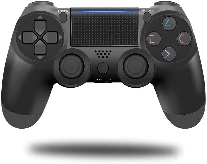 Wireless Game Controller for Sony PlayStation 4 & PS4 Pro - Dual Shock Joystick with USB Cable, Built-in Speaker & 3.5mm Headphone Jack - Compatible with Windows PC, Android, iOS (Black) - Perfect for Gaming, Streaming & VR Experiences