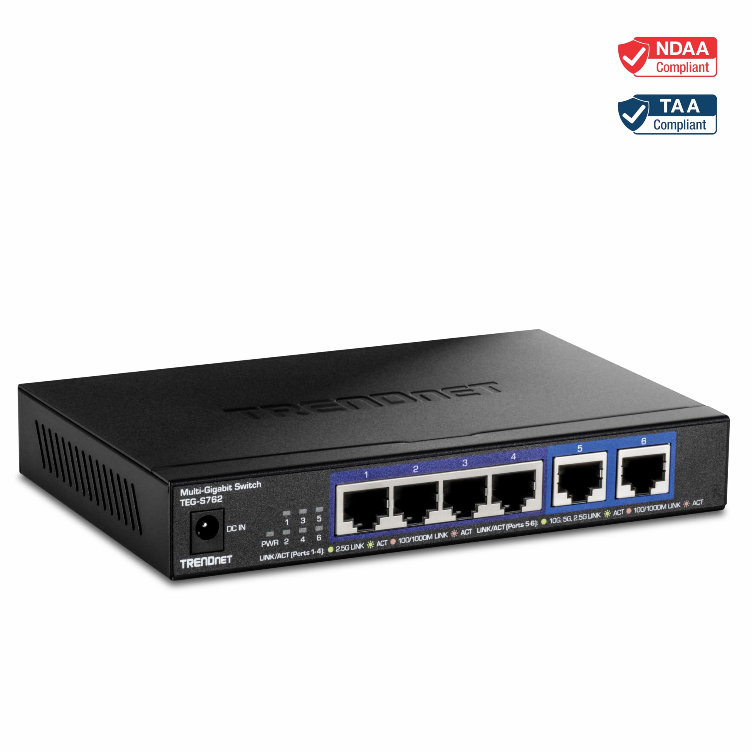 TRENDnet 6-Port 10G Ethernet Switch with 4 x 2.5G & 2 x 10G RJ-45 Ports | 60Gbps Switching Capacity | Wall Mountable | Lifetime Warranty | Ideal for Home Office, Gaming & Small Business Networks