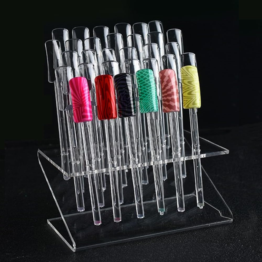 64 PCS UV Gel Nail Tips - Acrylic Nail Display Stand for Salon Practice