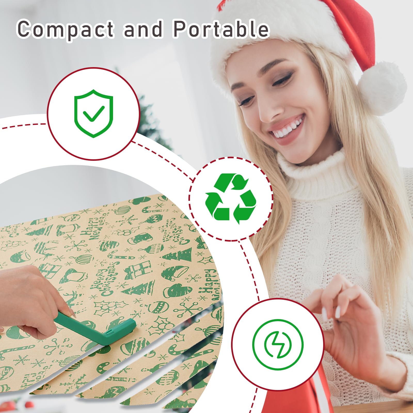 6Pcs Handheld Wrapping Paper Cutter Set - Precision Gift Wrap Cutting Tool with Blades for Christmas, Crafts & DIY Projects | Perfect for Holiday Gifts, Scrapbooking & Paper Crafts (Green & Red)