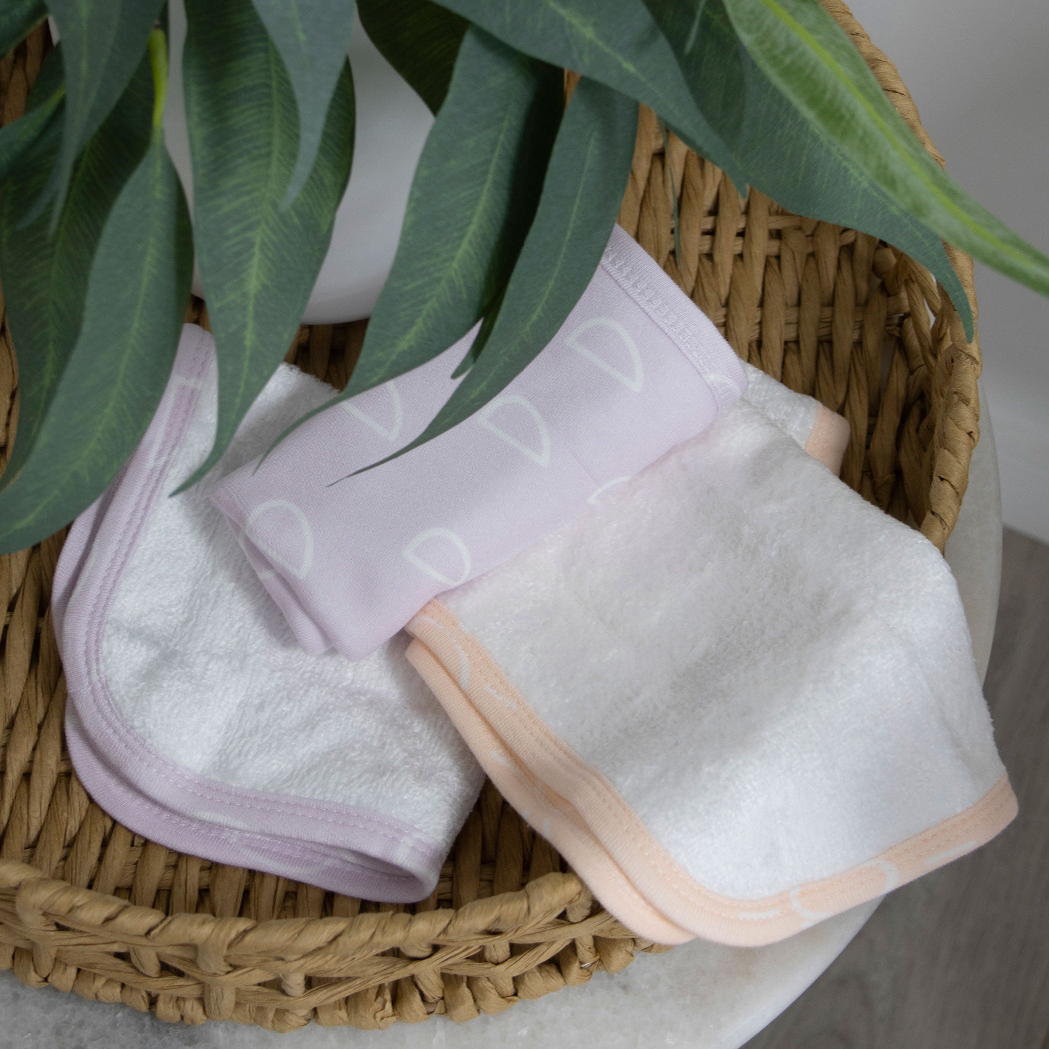 Nordic 3-Pack Wash Cloths - Soft Dusty Peach & Lilac Cotton Face Towels for Bath, Spa, and Gentle Skin Care