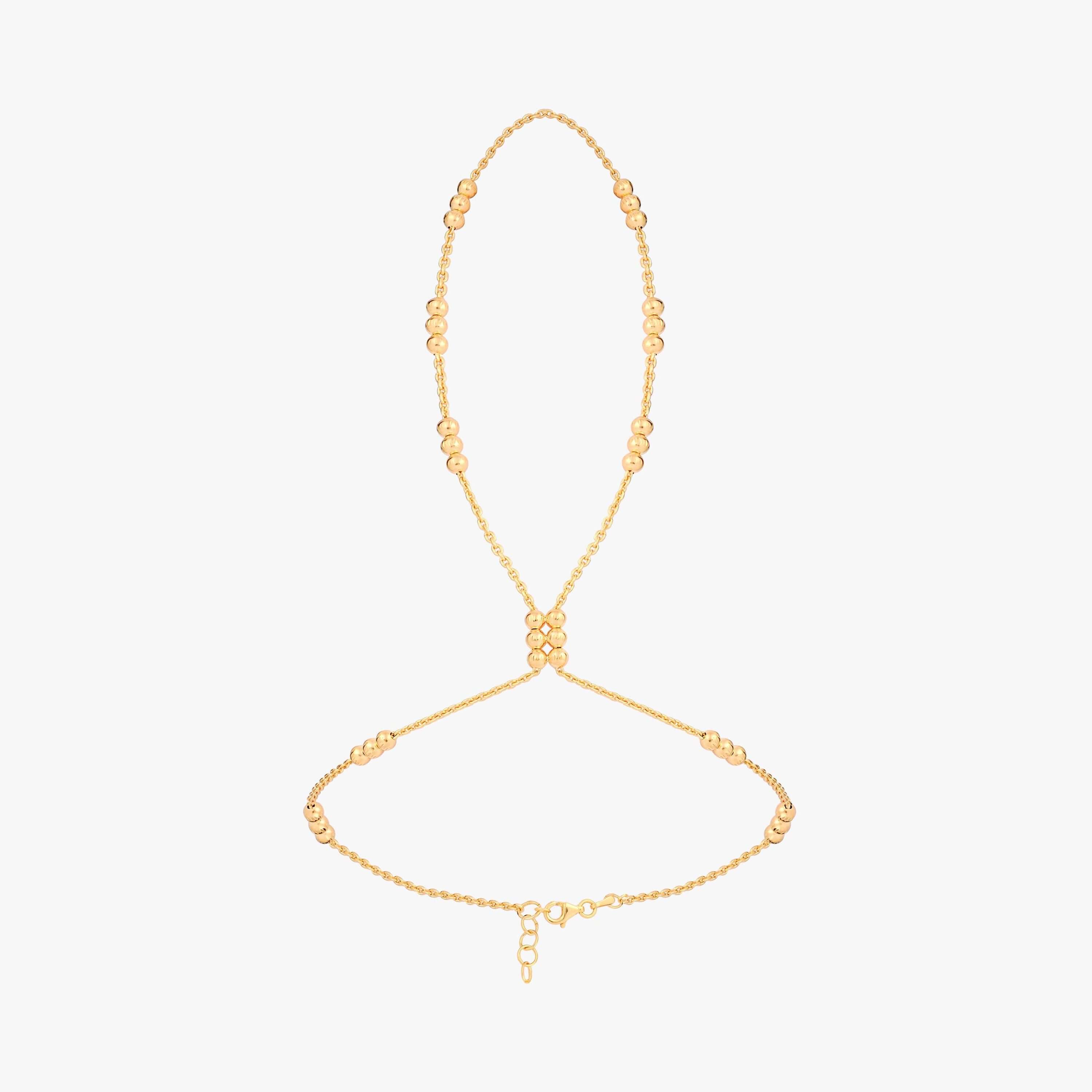 18K Gold Vermeil Beaded Hand Chain Bracelet for Women - Elegant Boho Jewelry for Parties, Weddings & Special Occasions