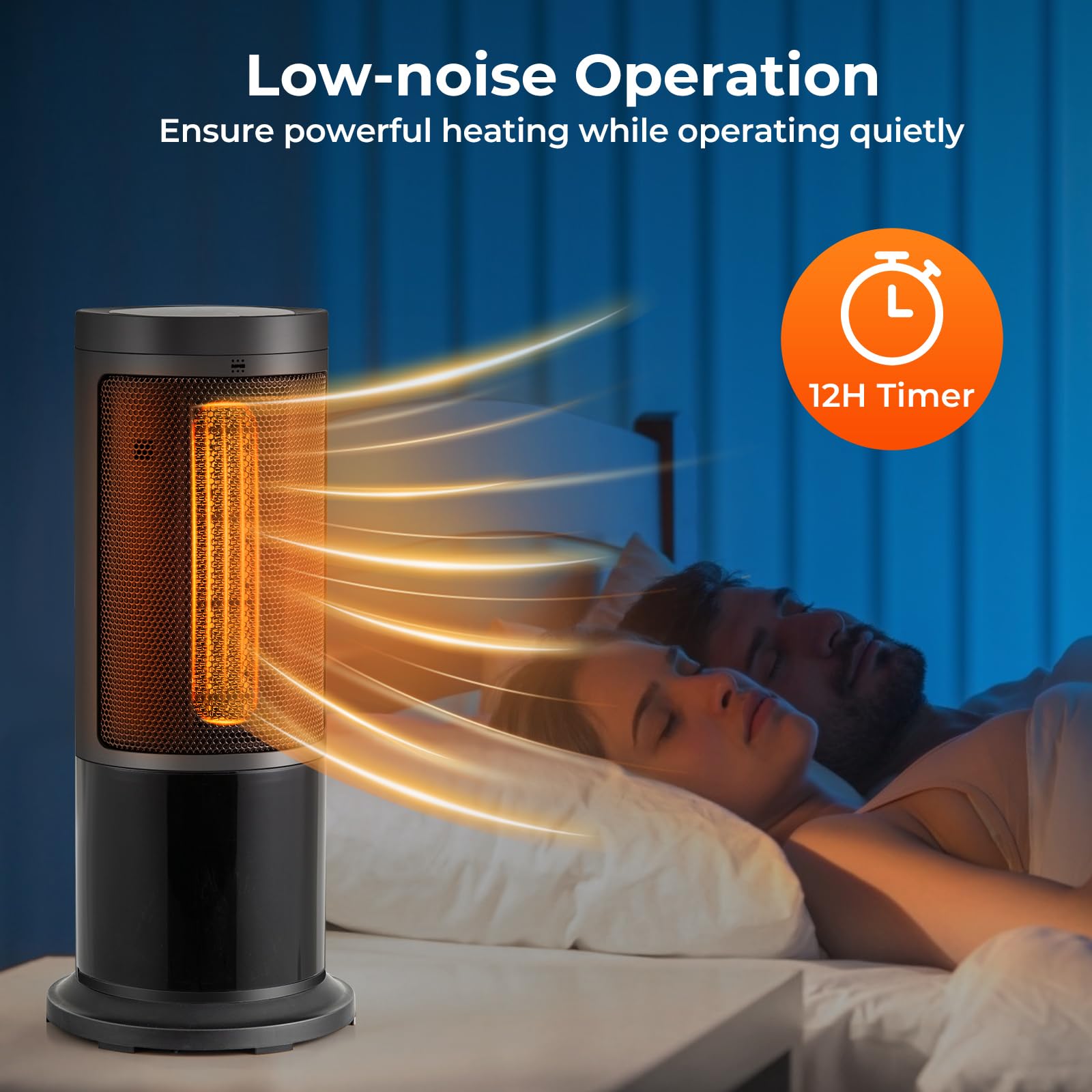 Tangkula 850W/1500W PTC Ceramic Space Heater with Thermostat - 17 Inch Portable Electric Heater with 135° Oscillation, 12 Hour Timer, Realistic 3D Flame Effect, Remote Control & Safety Features (Overheat & Tip-Over Protection) - Perfect for Bedroom, Office, Living Room & Indoor Use