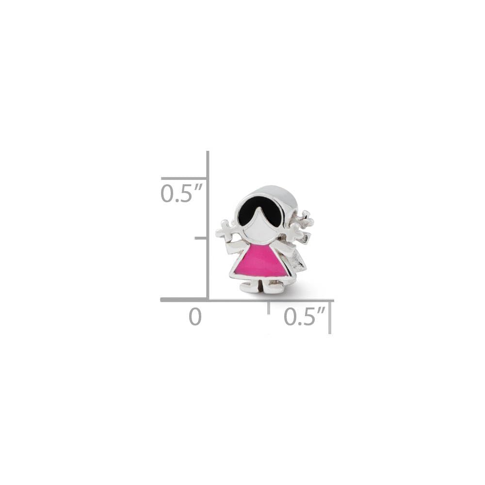 Sterling Silver Black Bow Enameled Pink Dress Charm Bead for Women - Perfect for Jewelry Making, Gift Giving & Special Occasions