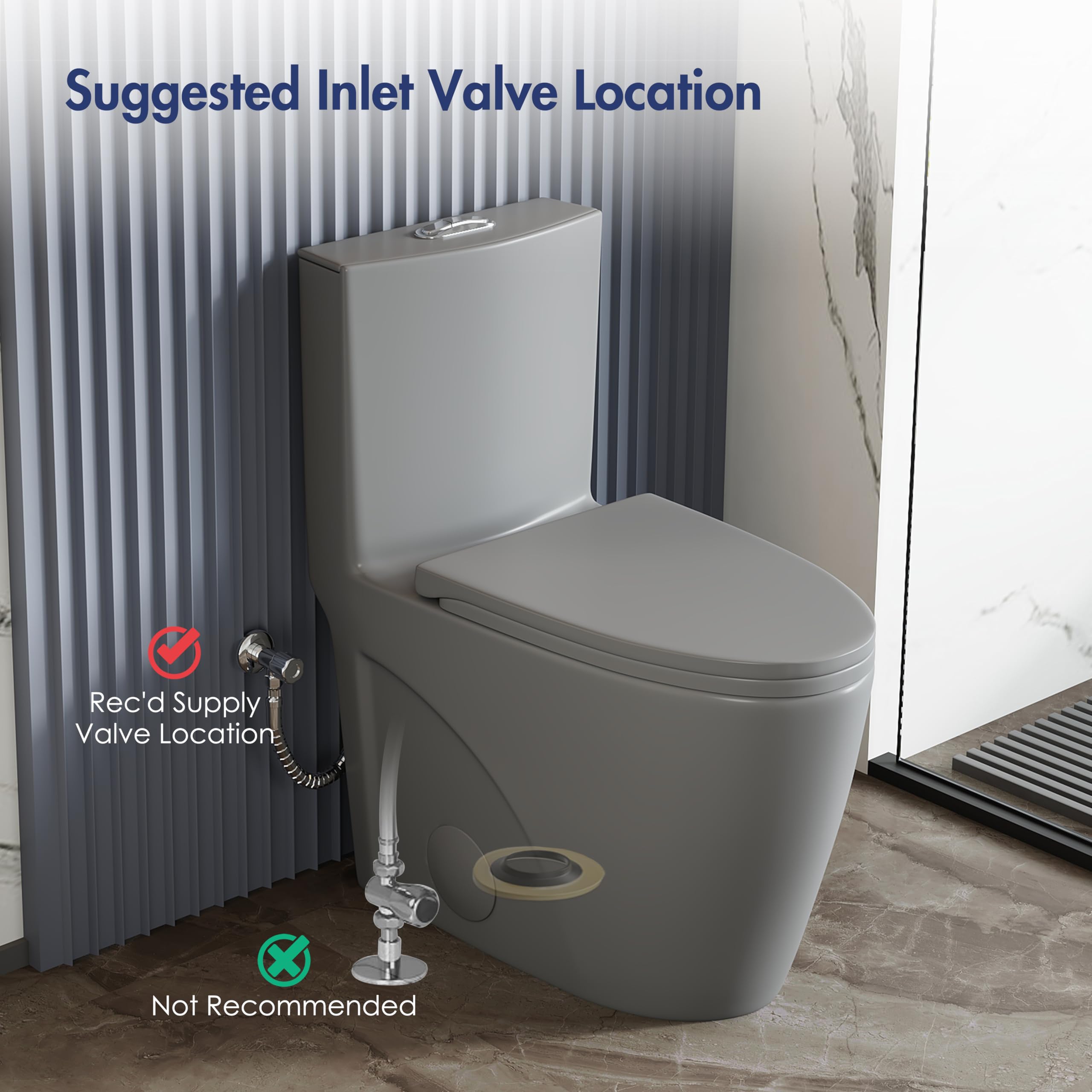 Eridanus Elongated One Piece Toilet - Powerful Siphon Dual Flush 1.1/1.6 GPF, 12