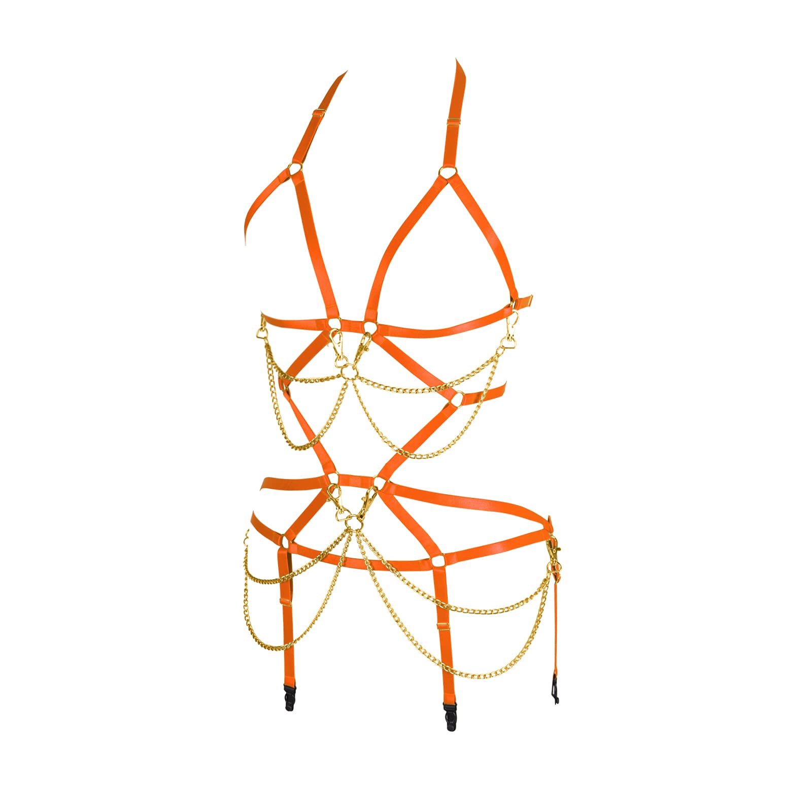 Women's Gothic Punk Lingerie Set - Full Body Harness Bra & Garter with Cage Belt | Stretchy Fabric for Rave, Festival & Boudoir Photography | Sexy Gothic Fashion Accessory